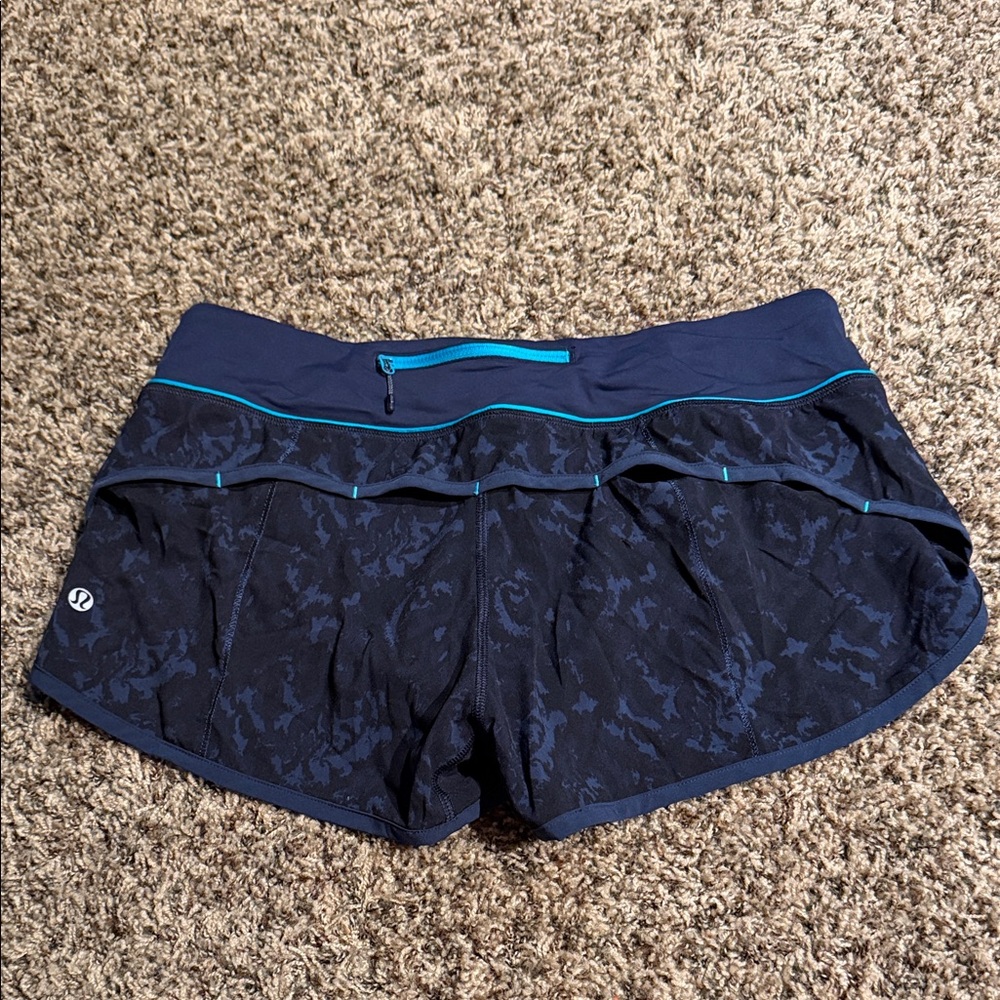 Lululemon Athletica Dark Blue Patterned Shorts